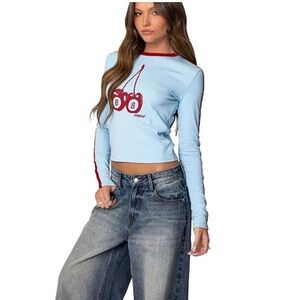 Edikted Womens Cherry 8 Long Sleeve T Shirt